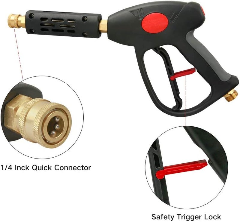 Sooprinse High Pressure Washer Gun 4000 PSI, 7 Inch Extension Replacement Wand with 5 Nozzle Tips, M22 Fitting, 3/8'' Quick Connect - Image 3